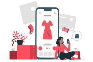 Contabilidade para ecommerce vetor mulher sentada compras online